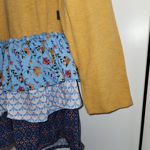 Matilda Jane Mustard Yellow Blue Mixed Tiered Ruffle Hem Size XS Cottagecore - Picture 6 of 13